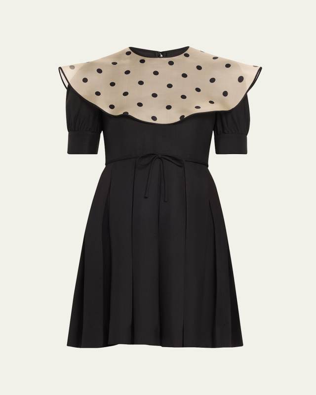 Sheer Polka Dot Neckline Mini Dress